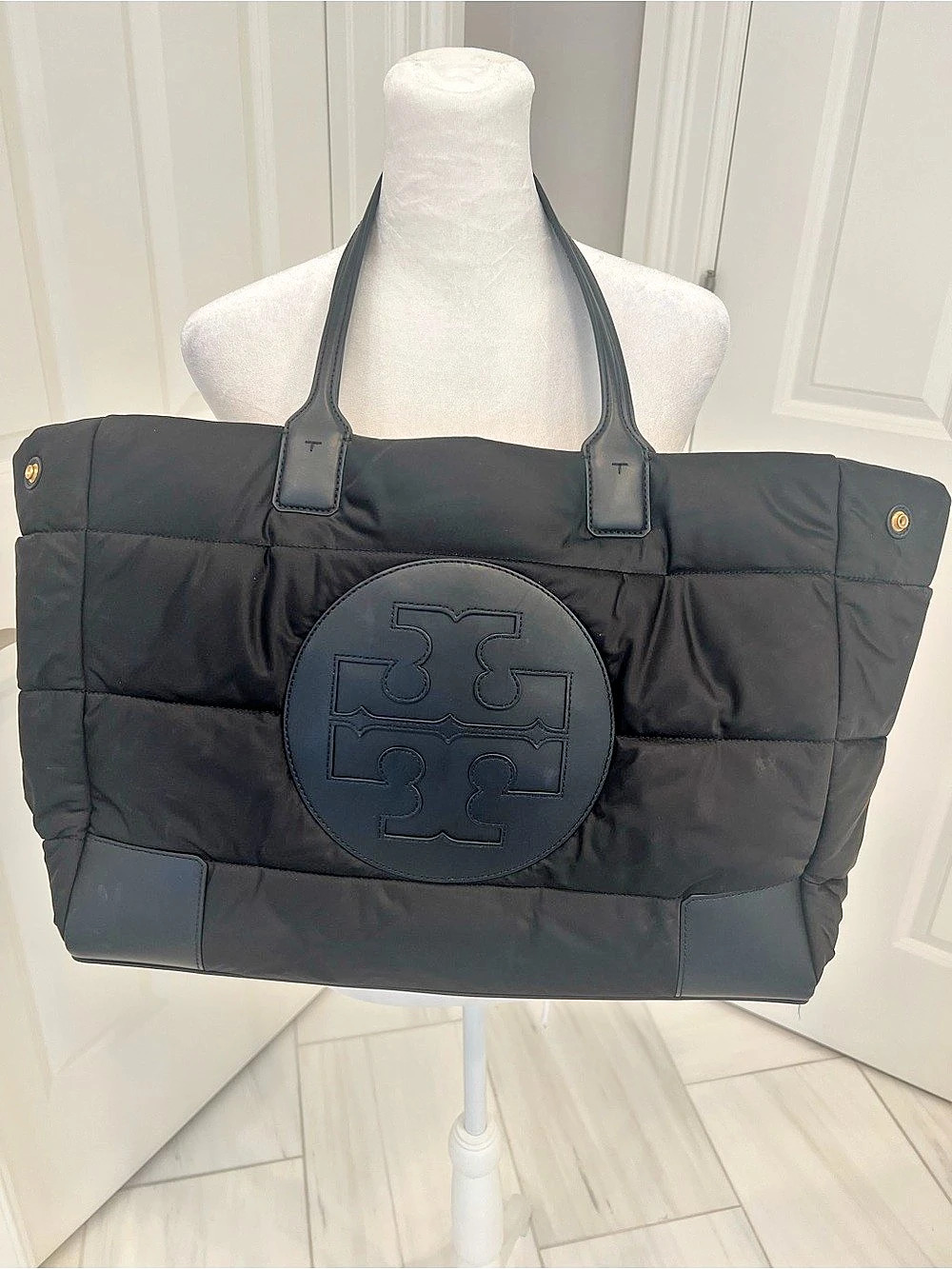 Tory Burch Ella Puffer Tote Bag in Black